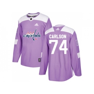 Youth Adidas Washington Capitals #74 John Carlson Purple Authentic Fights Cancer Stitched NHL Jersey