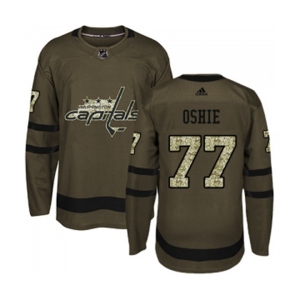 Youth Adidas Washington Capitals #77 T.J. Oshie Authentic Green Salute to Service NHL Jersey