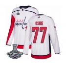 Youth Adidas Washington Capitals #77 T.J. Oshie Authentic White Away 2018 Stanley Cup Final Champions NHL Jersey