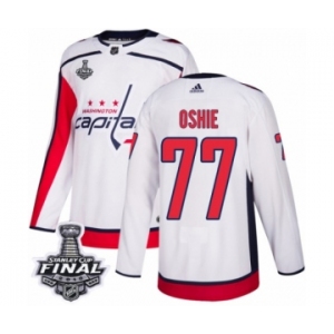 Youth Adidas Washington Capitals #77 T.J. Oshie Authentic White Away 2018 Stanley Cup Final NHL Jersey