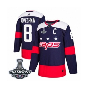 Youth Adidas Washington Capitals #8 Alex Ovechkin Authentic Navy Blue 2018 Stadium Series 2018 Stanley Cup Final Champions NHL Jersey
