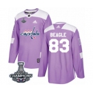 Youth Adidas Washington Capitals #83 Jay Beagle Authentic Purple Fights Cancer Practice 2018 Stanley Cup Final Champions NHL Jersey
