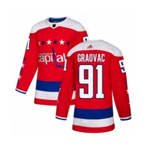 Youth Adidas Washington Capitals #91 Tyler Graovac Authentic Red Alternate NHL Jersey