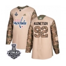 Youth Adidas Washington Capitals #92 Evgeny Kuznetsov Authentic Camo Veterans Day Practice 2018 Stanley Cup Final NHL Jersey