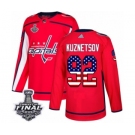 Youth Adidas Washington Capitals #92 Evgeny Kuznetsov Authentic Red USA Flag Fashion 2018 Stanley Cup Final NHL Jersey
