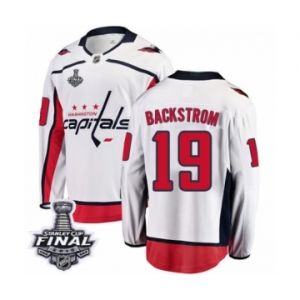 Youth Washington Capitals #19 Nicklas Backstrom Fanatics Branded White Away Breakaway 2018 Stanley Cup Final NHL Jersey
