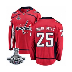 Youth Washington Capitals #25 Devante Smith-Pelly Fanatics Branded Red Home Breakaway 2018 Stanley Cup Final Champions NHL Jersey
