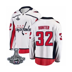 Youth Washington Capitals #32 Dale Hunter Fanatics Branded White Away Breakaway 2018 Stanley Cup Final Champions NHL Jersey
