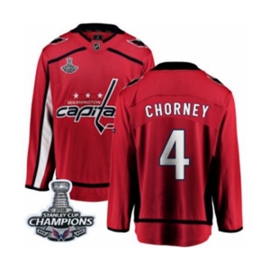 Youth Washington Capitals #4 Taylor Chorney Fanatics Branded Red Home Breakaway 2018 Stanley Cup Final Champions NHL Jersey