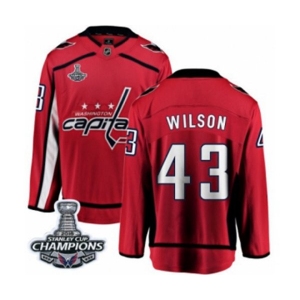 Youth Washington Capitals #43 Tom Wilson Fanatics Branded Red Home Breakaway 2018 Stanley Cup Final Champions NHL Jersey
