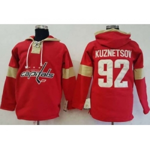 Men's Washington Capitals #92 Evgeny Kuznetsov Red Pullover Hoodie Stitched NHL Jersey