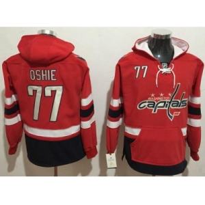 Washington Capitals #77 T.J Oshie Red Name & Number Pullover NHL Hoodie