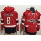 Washington Capitals #8 Alex Ovechkin Red Name & Number Pullover NHL Hoodie