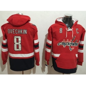 Washington Capitals #8 Alex Ovechkin Red Name & Number Pullover NHL Hoodie