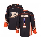 Anaheim Ducks #1 Lukas Dostal Authentic Black USA Flag Fashion Hockey Jersey