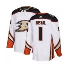 Anaheim Ducks #1 Lukas Dostal Authentic White Away Hockey Jersey