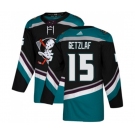 Anaheim Ducks #15 Ryan Getzlaf Authentic Black Teal Alternate Hockey Jersey