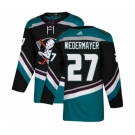 Anaheim Ducks #27 Scott Niedermayer Authentic Black Teal Alternate Hockey Jersey