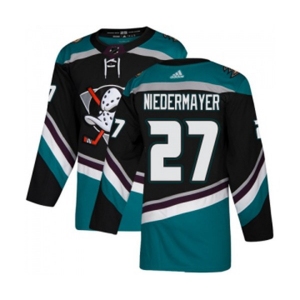 Anaheim Ducks #27 Scott Niedermayer Authentic Black Teal Alternate Hockey Jersey