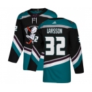 Anaheim Ducks #32 Jacob Larsson Authentic Black Teal Alternate Hockey Jersey