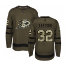 Anaheim Ducks #32 Jacob Larsson Authentic Green Salute to Service Hockey Jersey