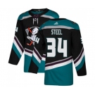 Anaheim Ducks #34 Sam Steel Authentic Black Teal Alternate Hockey Jersey