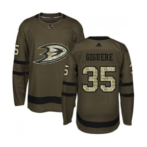 Anaheim Ducks #35 Jean-Sebastien Giguere Authentic Green Salute to Service Hockey Jersey