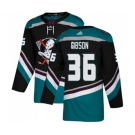 Anaheim Ducks #36 John Gibson Authentic Black Teal Alternate Hockey Jersey