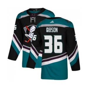 Anaheim Ducks #36 John Gibson Authentic Black Teal Alternate Hockey Jersey