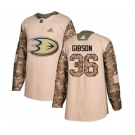 Anaheim Ducks #36 John Gibson Authentic Camo Veterans Day Practice Hockey Jersey