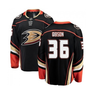 Anaheim Ducks #36 John Gibson Fanatics Branded Black Home Breakaway Hockey Jersey