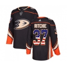 Anaheim Ducks #37 Nick Ritchie Authentic Black USA Flag Fashion Hockey Jersey