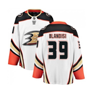 Anaheim Ducks #39 Joseph Blandisi Authentic White Away Fanatics Branded Breakaway Hockey Jersey