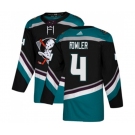 Anaheim Ducks #4 Cam Fowler Authentic Black Teal Alternate Hockey Jersey