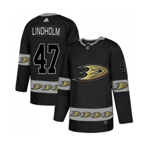 Anaheim Ducks #47 Hampus Lindholm Premier Black Team Logo Fashion Hockey Jersey