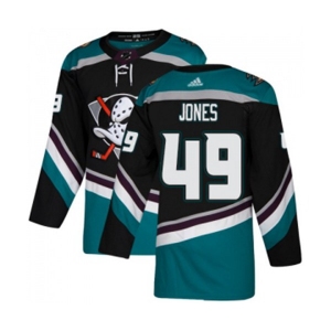 Anaheim Ducks #49 Max Jones Authentic Black Teal Alternate Hockey Jersey