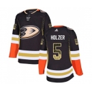 Anaheim Ducks #5 Korbinian Holzer Authentic Black Drift Fashion Hockey Jersey