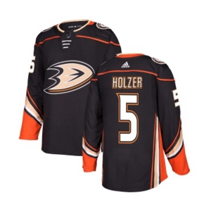 Anaheim Ducks #5 Korbinian Holzer Authentic Black Home Hockey Jersey