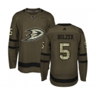 Anaheim Ducks #5 Korbinian Holzer Authentic Green Salute to Service Hockey Jersey