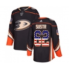 Anaheim Ducks #62 Andrej Sustr Authentic Black USA Flag Fashion Hockey Jersey
