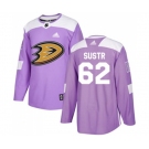 Anaheim Ducks #62 Andrej Sustr Authentic Purple Fights Cancer Practice Hockey Jersey