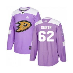 Anaheim Ducks #62 Andrej Sustr Authentic Purple Fights Cancer Practice Hockey Jersey