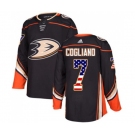 Anaheim Ducks #7 Andrew Cogliano Authentic Black USA Flag Fashion Hockey Jersey