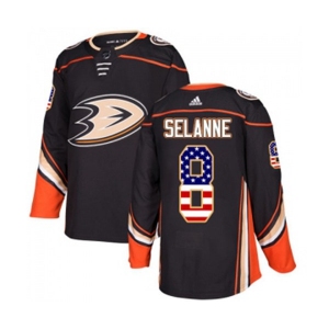 Anaheim Ducks #8 Teemu Selanne Authentic Black USA Flag Fashion Hockey Jersey