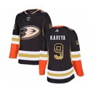 Anaheim Ducks #9 Paul Kariya Authentic Black Drift Fashion Hockey Jersey