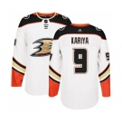 Anaheim Ducks #9 Paul Kariya Authentic White Away Hockey Jersey