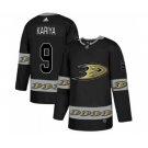 Anaheim Ducks #9 Paul Kariya Premier Black Team Logo Fashion Hockey Jersey