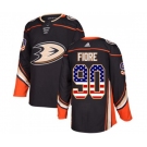 Anaheim Ducks #90 Giovanni Fiore Authentic Black USA Flag Fashion Hockey Jersey