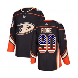 Anaheim Ducks #90 Giovanni Fiore Authentic Black USA Flag Fashion Hockey Jersey