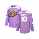 Men Adidas Anaheim Ducks #10 Corey Perry Purple Authentic Fights Cancer Stitched NHL Jersey